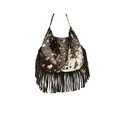 Bolso Hobo Artesanal - Piel de Res con Destellos Dorados Cafe