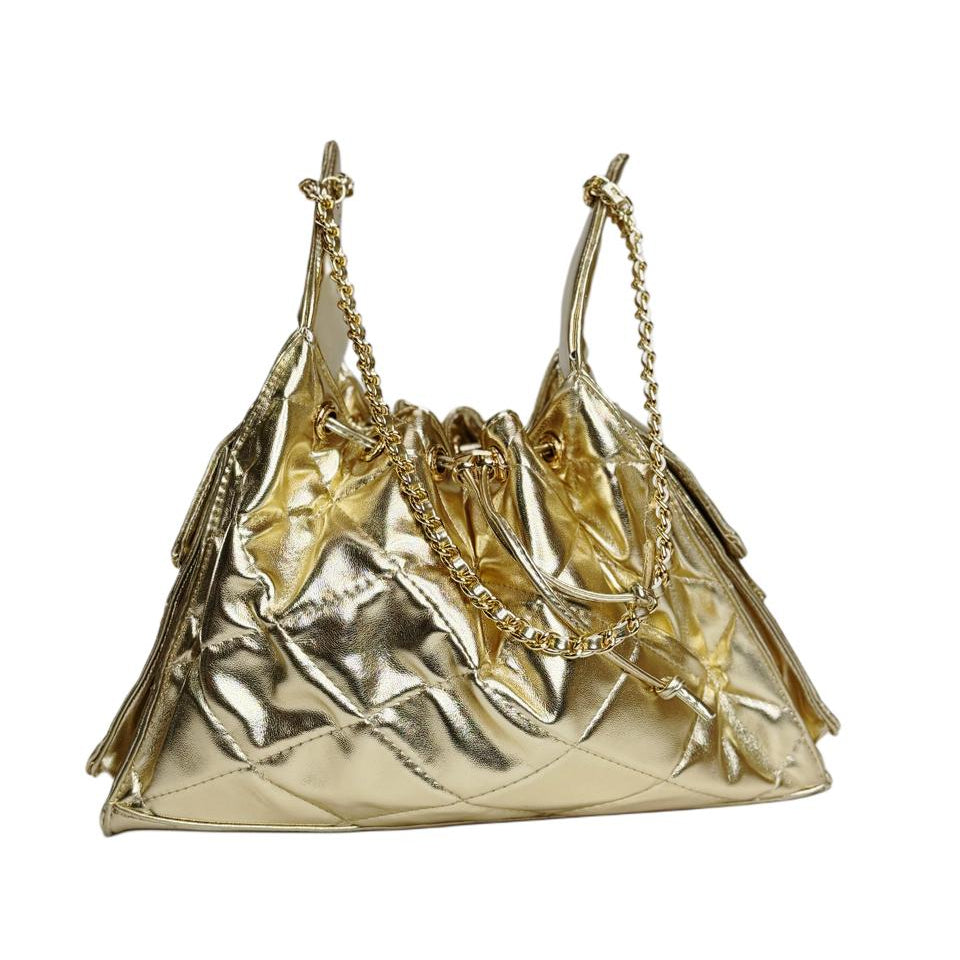 Bolso Tote Acolchado "Iconic Brown" Dorado